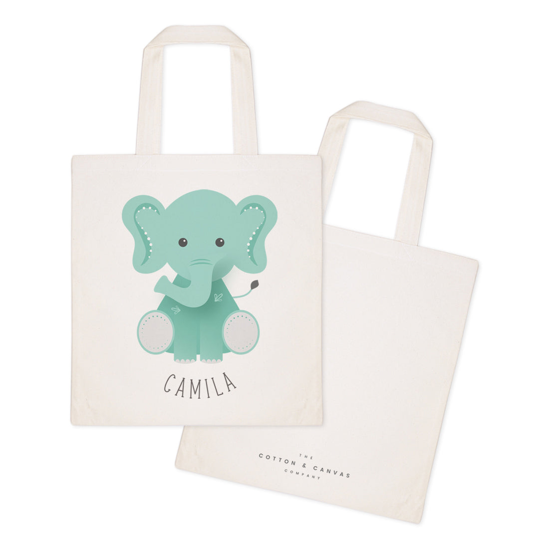 Personalized Name Elephant Cotton Canvas Tote Bag by The Cotton & Canvas Co.