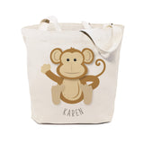 Personalized Name Monkey Cotton Canvas Tote Bag by The Cotton & Canvas Co.