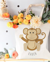 Personalized Name Monkey Cotton Canvas Tote Bag by The Cotton & Canvas Co.