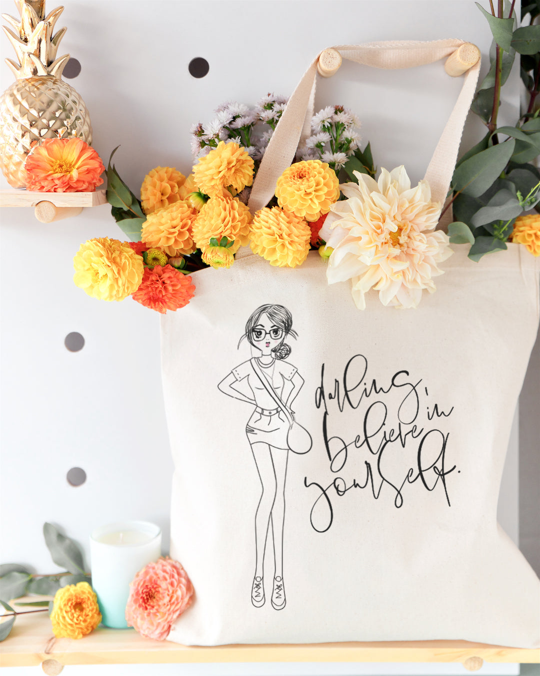 Darling, Believe in Yourself Cotton Canvas Tote Bag by The Cotton & Canvas Co.