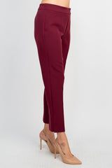 Counterparts mid banded waist solid slit hem scuba crepe pant by Curated Brands