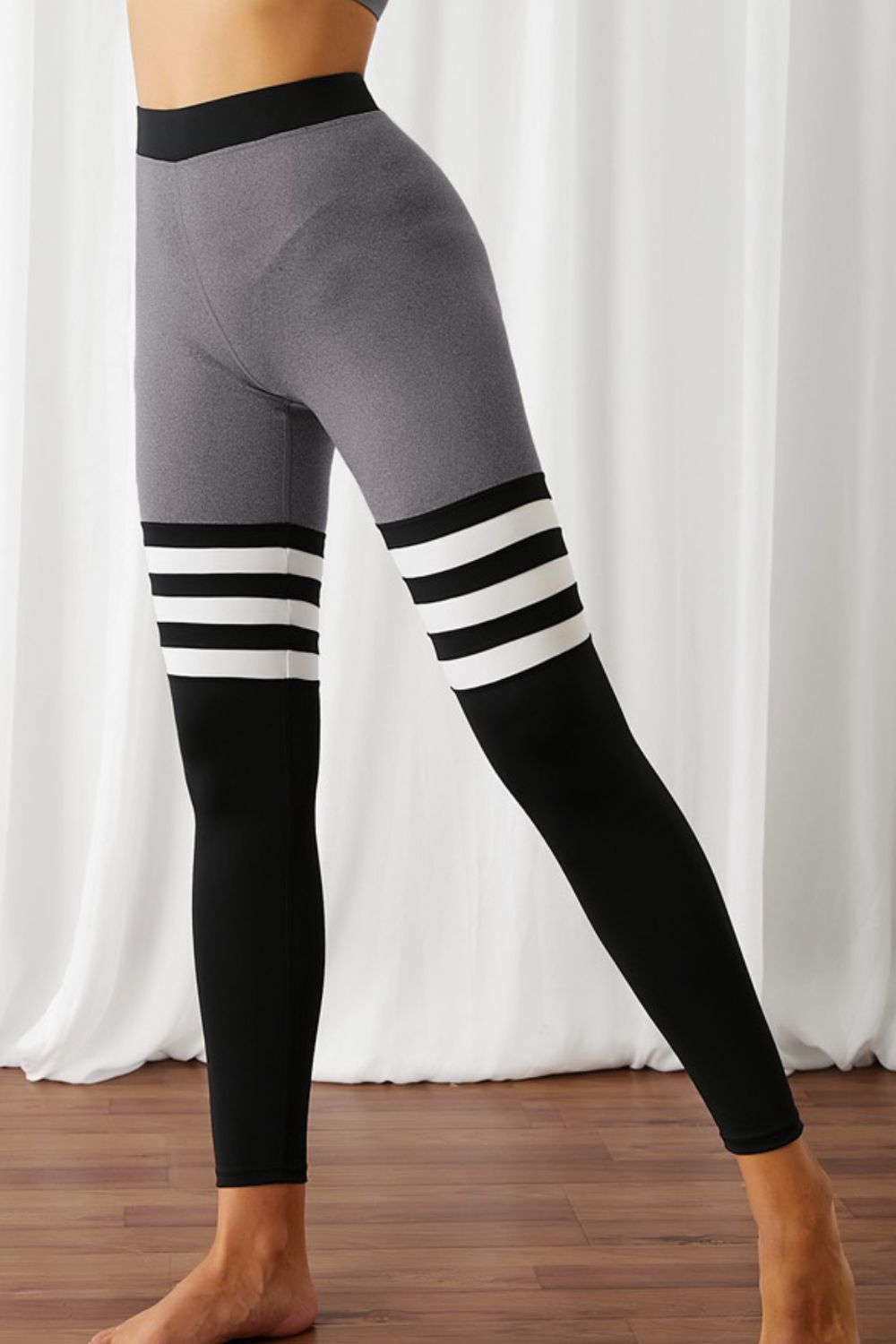 Color Block Elastic Waistband Active Leggings by Blak Wardrob