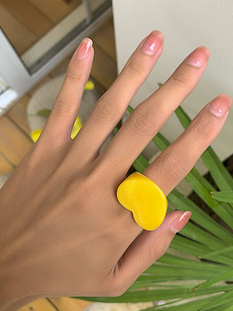 Geometric Heart Shape Solid Color Rings Accessories by migunica