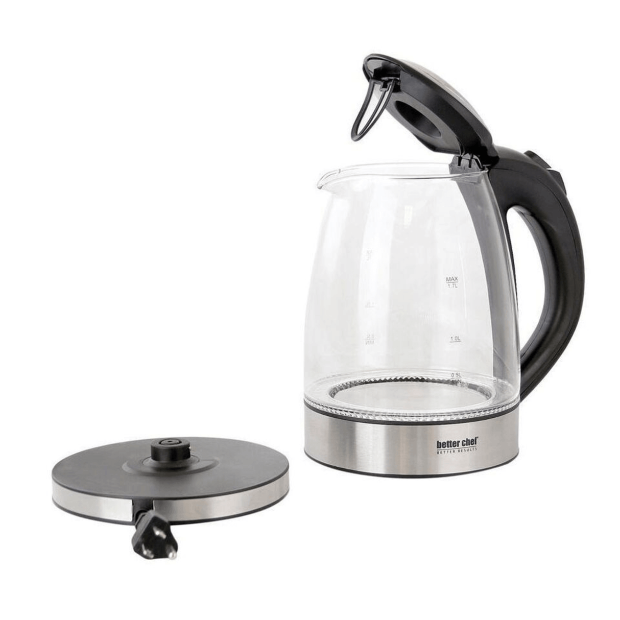 Better Chef 1500W 7-Cup Cordless Electric Borosilicate Glass Kettle with 360 Degree Swivel Base by Jupiter Gear Home