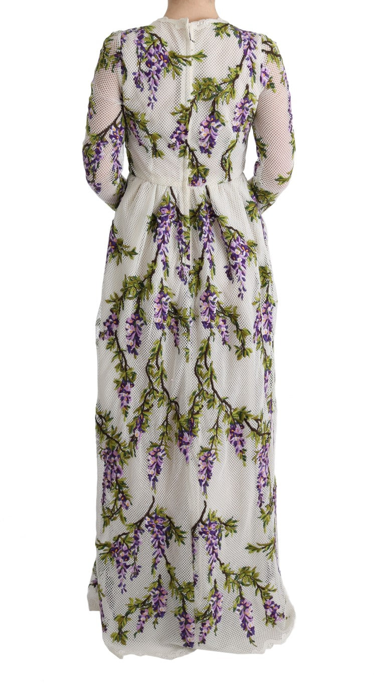 White Floral Embroidered Maxi Dress by Faz