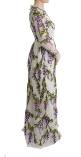 White Floral Embroidered Maxi Dress by Faz