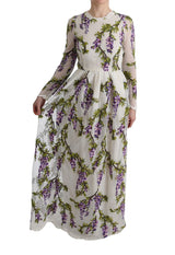 White Floral Embroidered Maxi Dress by Faz