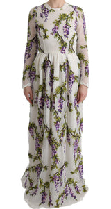 White Floral Embroidered Maxi Dress by Faz