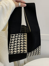 Houndstooth Bags Accessories Woven Handbag by migunica