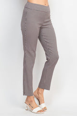 Counterparts banded mid waist houndstooth slim rayon blend pant by Curated Brands