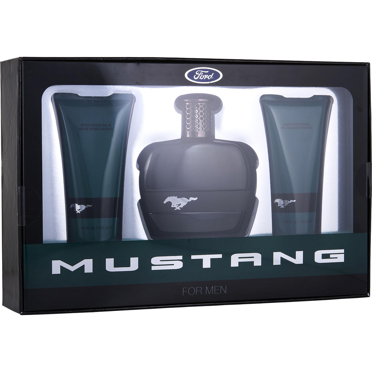 FORD MUSTANG GREEN by Estee Lauder - EDT SPRAY 3.4 OZ & AFTERSHAVE BALM 3.4 OZ & HAIR AND BODY WASH 3.4 OZ - Men