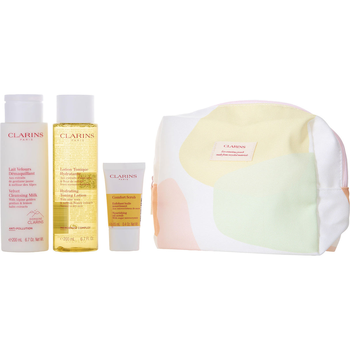 Clarins by Clarins - Cleansing Milk 200ml + Toning Lotion 200ml + Comfort Scrub 15ml --3pcs + bag - Women