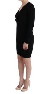 Black Wool Long Sleeve Shift Dress by Faz