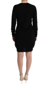 Black Wool Long Sleeve Shift Dress by Faz