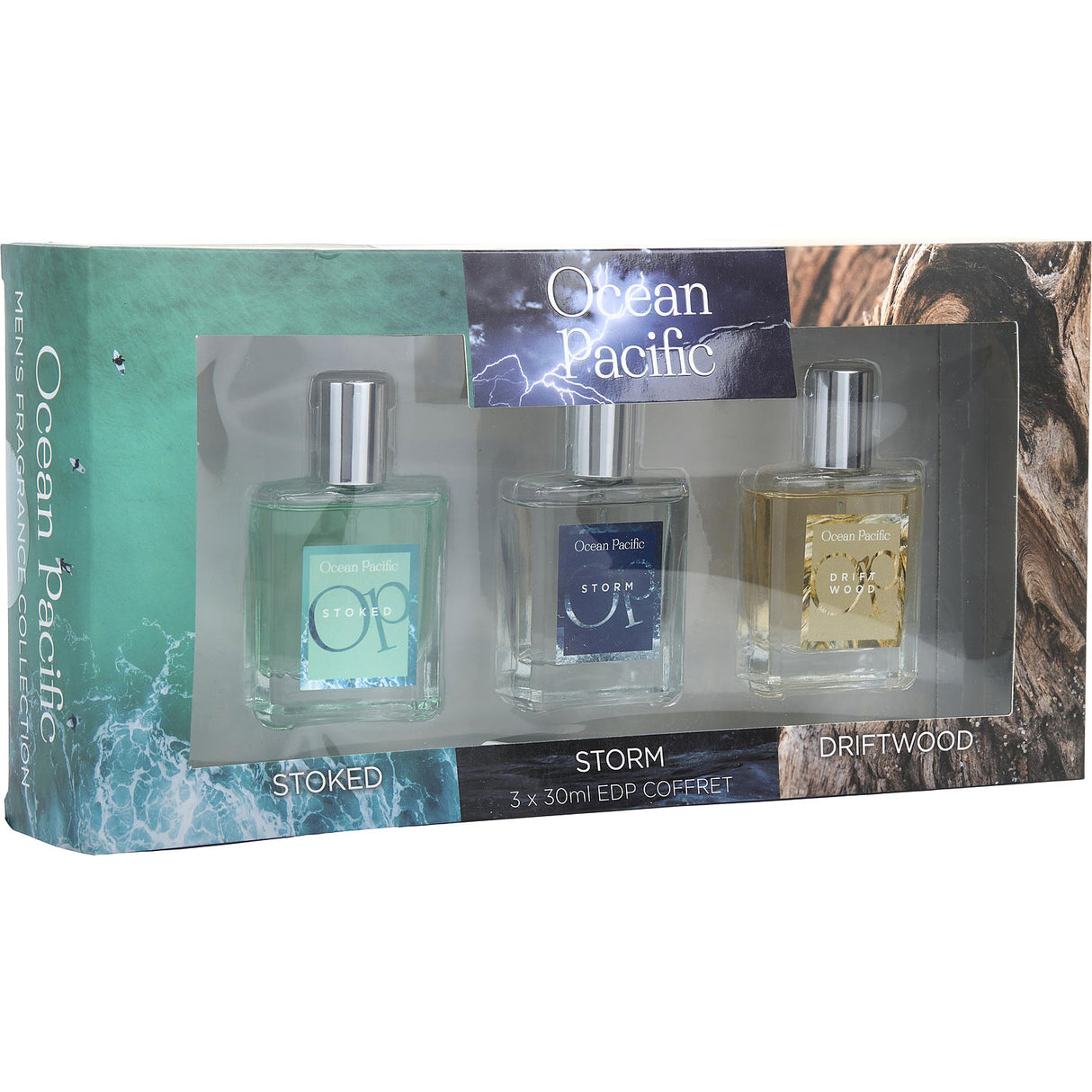 OCEAN PACIFIC VARIETY by Ocean Pacific - 3 PIECE VARIETY SET INCLUDES STOKED & DRIFTWOOD & STORM AND ALL ARE EAU DE PARFUM SPRAY 1 OZ - Men