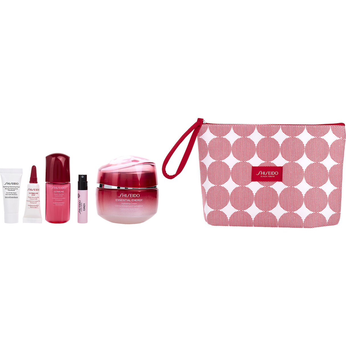 SHISEIDO by Shiseido - Essential Energy Set: Hydrating Cream 50ml + Clarifying Cleansing Foam 5ml + Ultimune Power Infusing Concentrate 10ml + Ultimune Power Infusing Eye Concentrate 3ml + Ginza Edp 0.8ml  --5pcs - Women