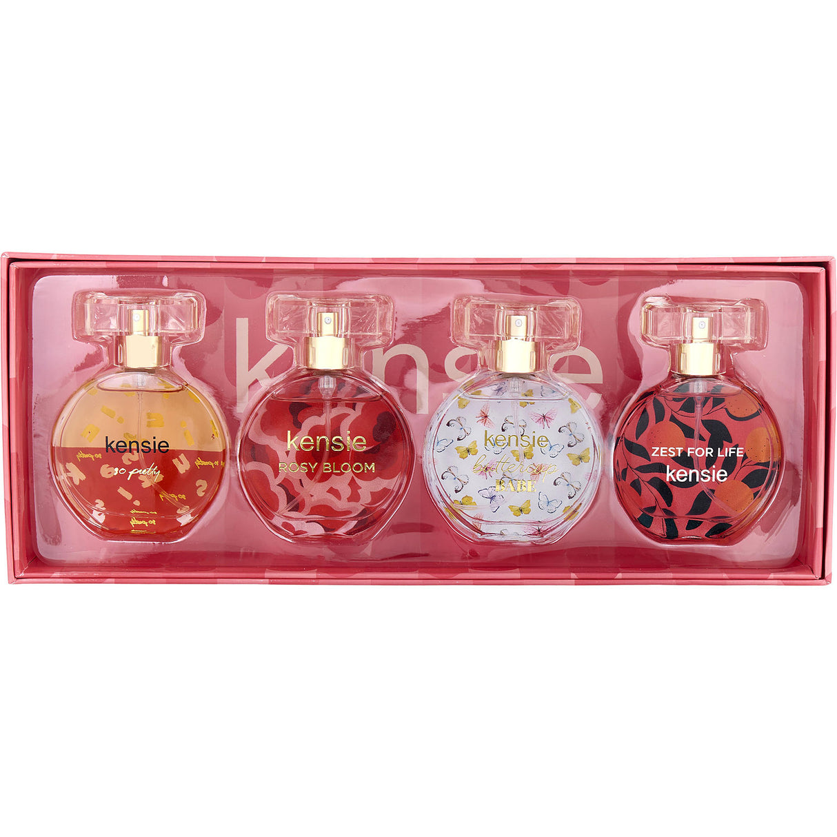 KENSIE VARIETY by Kensie - 4 PC WOMEN'S COFFRET WITH SO PRETTY & ROSY BLOOM & BUTTERCUP BABE & ZEST FOR LIFE AND ALL ARE EAU DE PARFUM SPRAY 0.68 OZ - Women