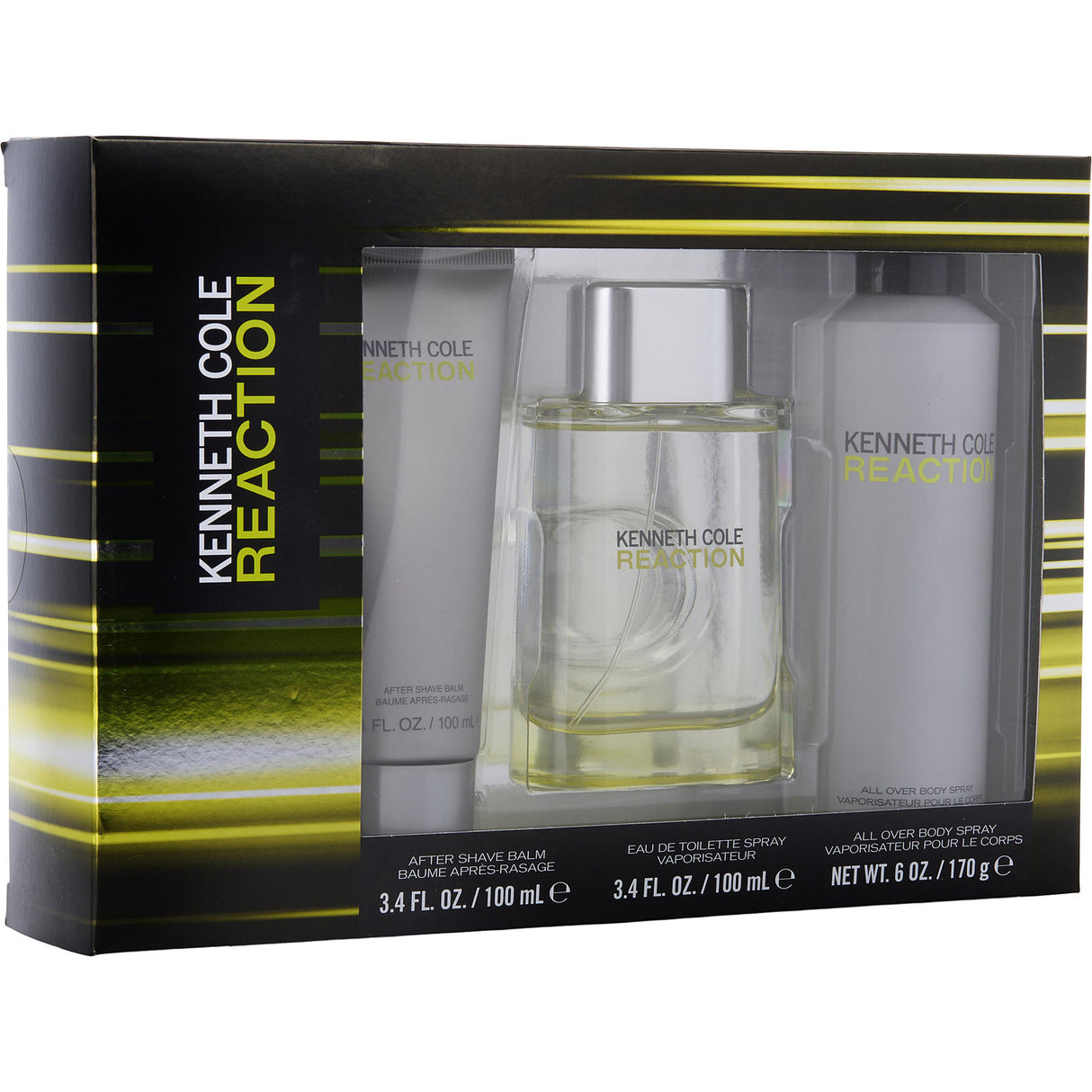 KENNETH COLE REACTION by Kenneth Cole - EDT SPRAY 3.4 OZ & AFTERSHAVE BALM 3.4 OZ & ALL OVER BODY SPRAY 6 OZ - Men