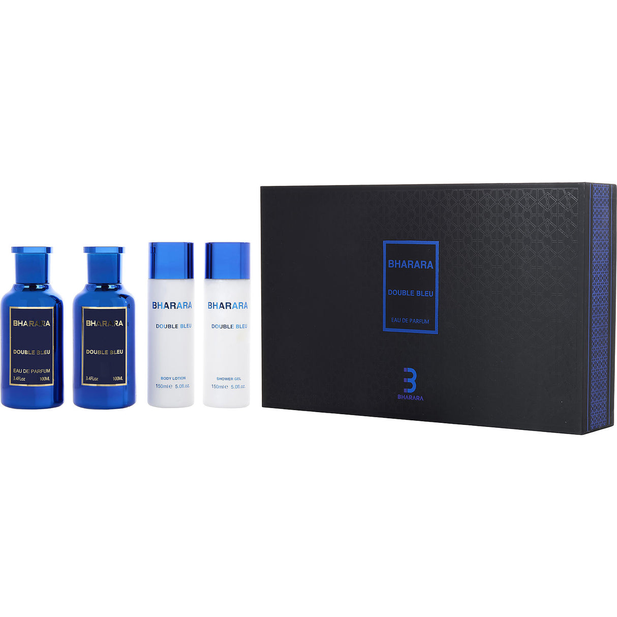 BHARARA DOUBLE BLEU by BHARARA - EAU DE PARFUM SPRAY 3.4 OZ & AFTERSHAVE SPRAY 3.4 OZ & BODY LOTION 5 OZ & SHOWER GEL 5 OZ - Men