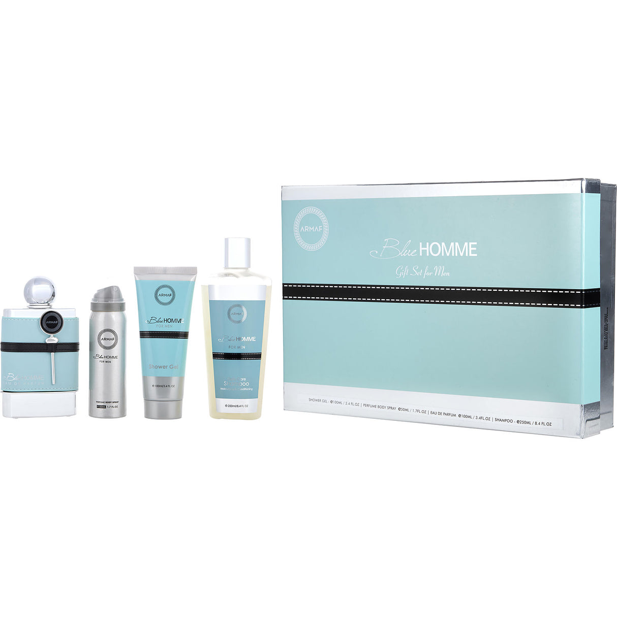 ARMAF BLUE HOMME by Armaf - EDP SPRAY 3.4 OZ & SHOWER GEL 3.4 OZ & PERFUME BODY SPRAY 1.7 OZ & SHAMPOO 8.4 OZ - Men