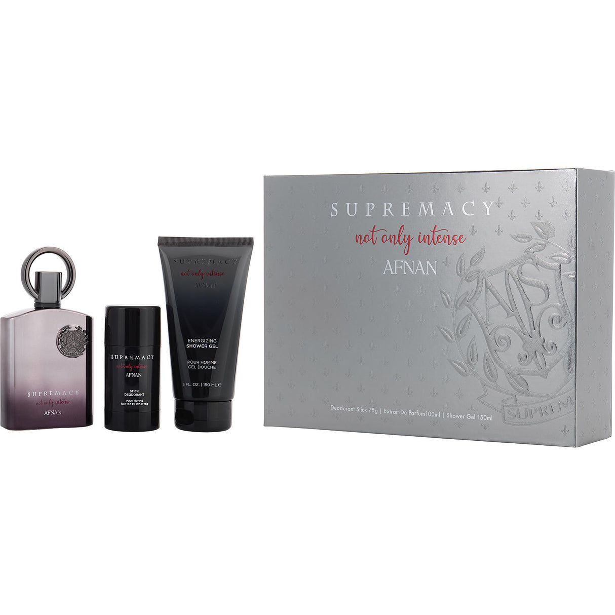 AFNAN SUPREMACY NOT ONLY INTENSE by Afnan Perfumes - EXTRAIT DE PARFUM SPRAY 3.4 OZ & DEODORANT STICK 2.5 OZ & SHOWER GEL 5 OZ - Men