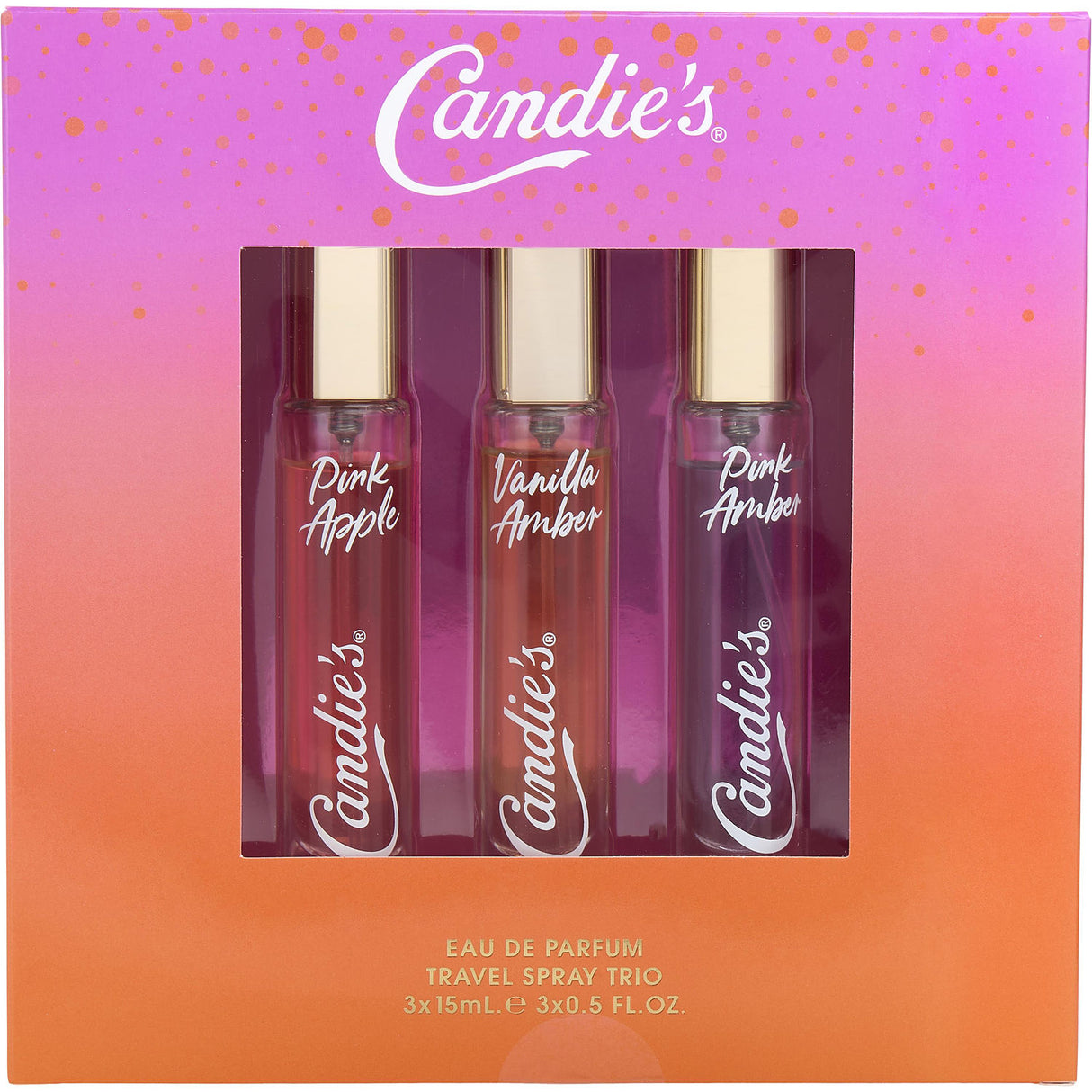 CANDIES VARIETY by Candies - TRAVEL SPRAY TRIO WITH PINK AMBER & PINK APPLE & VANILLA AMBER AND ALL ARE EAU DE PARFUM SPRAY 0.5 OZ - Women