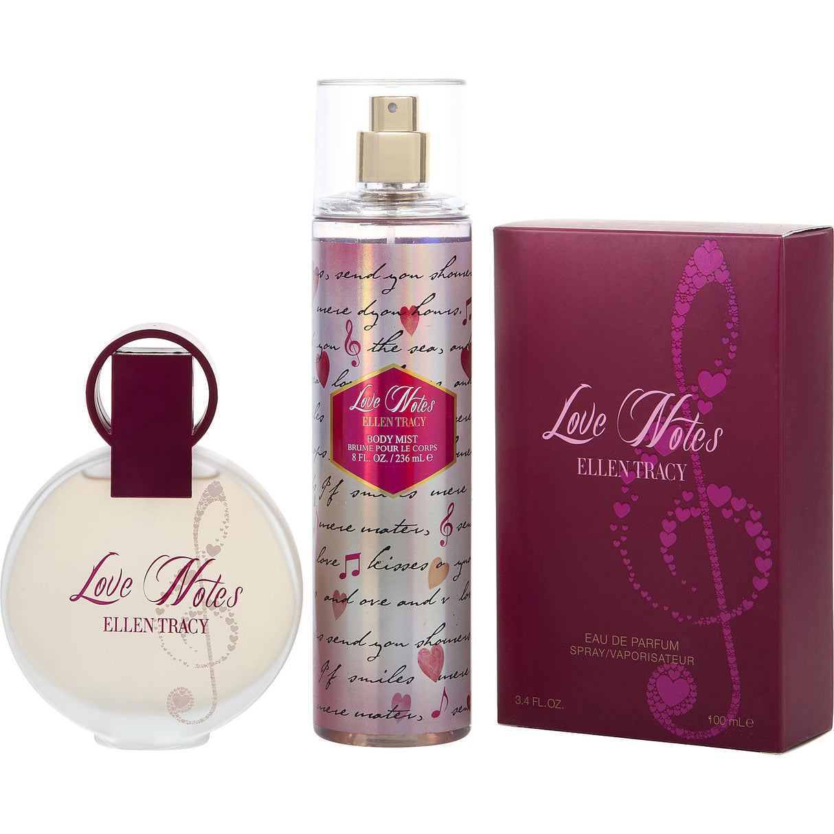 ELLEN TRACY LOVE NOTES by Ellen Tracy - EAU DE PARFUM SPRAY 3.4 OZ & BODY MIST 8 OZ - Women