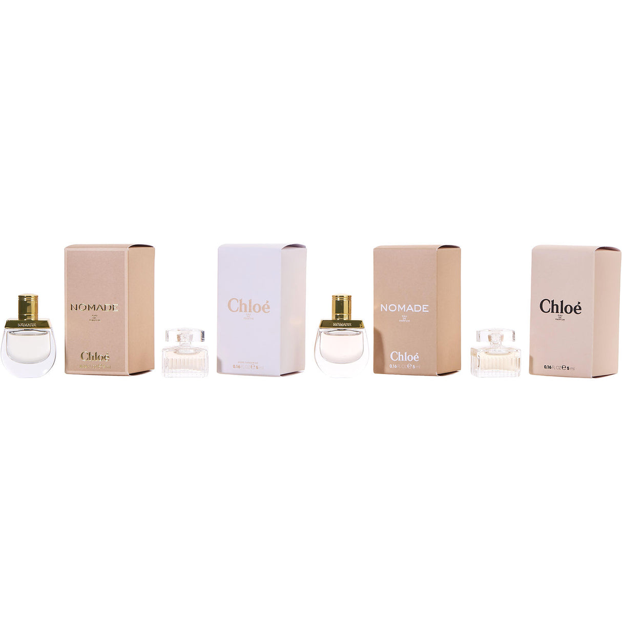 CHLOE VARIETY by Chloe - 4 PIECE WOMENS VARIETY NOMADE EAU DE PARFUM & CHLOE ROSE TANGERINE EDT & CHLOE EAU DE PARFUM & NOMADE EDT AND ALL 0.16 OZ MINIS - Women