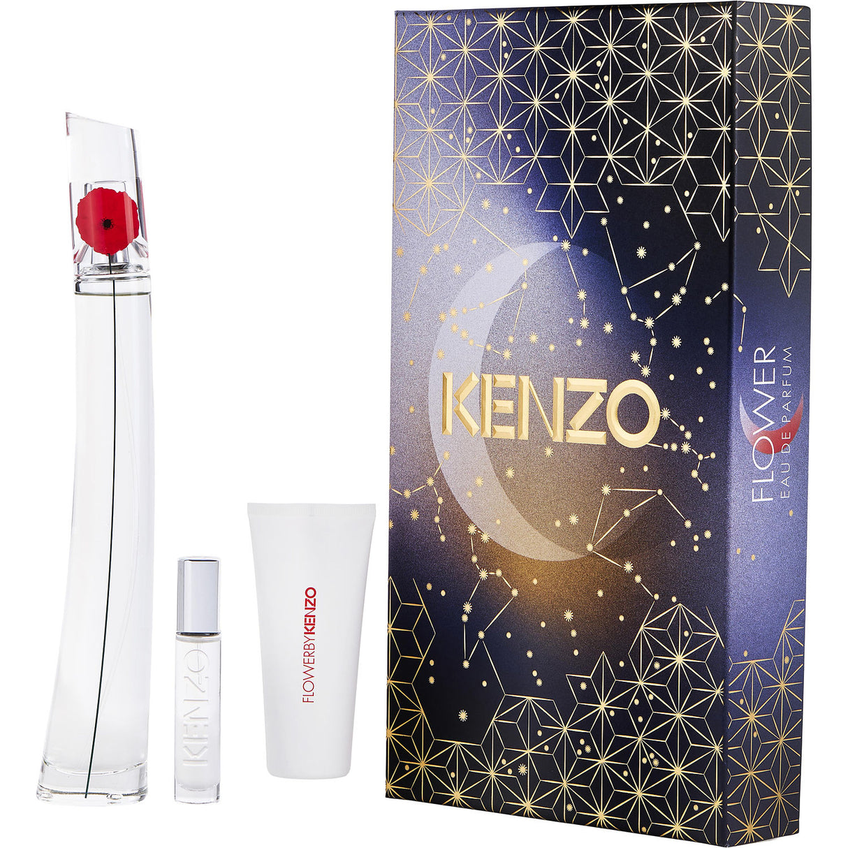 KENZO FLOWER by Kenzo - EAU DE PARFUM REFILLABLE SPRAY 3.4 OZ & BODY MILK 2.5 OZ & EAU DE PARFUM REFILLABLE SPRAY 0.34 OZ MINI - Women