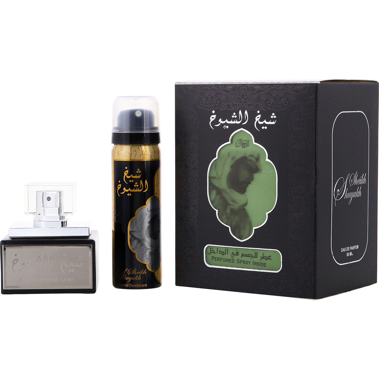 LATTAFA SHEIKH AL SHUYUKH by Lattafa - EAU DE PARFUM SPRAY 1.7 OZ & DEODORANT SPRAY 1.7 OZ (BLACK EDITION) - Unisex