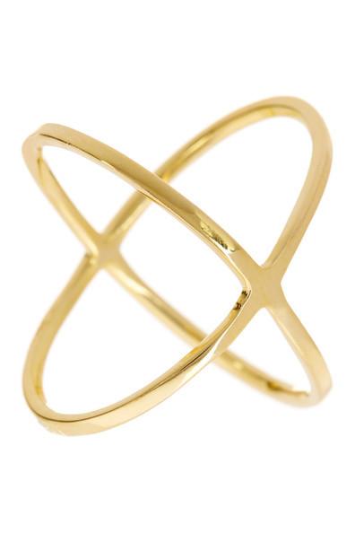 14K Gold Plated Sterling Silver Polished Criss Cross Ring by Sterling Forever