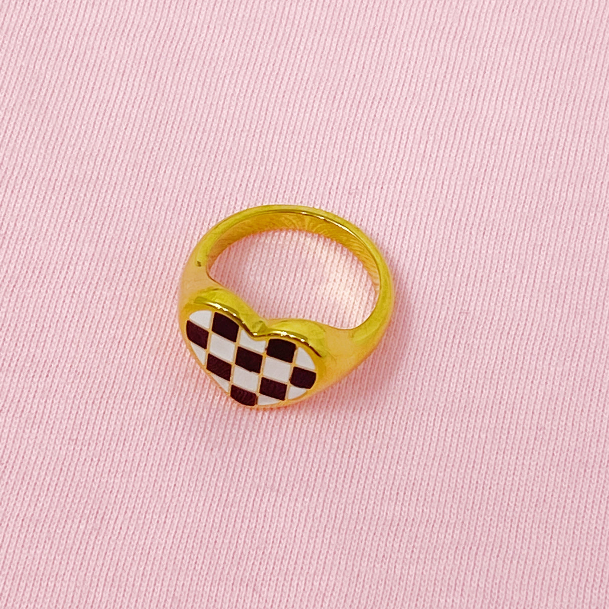 Checkered Heart Signet Ring by Ellisonyoung.com