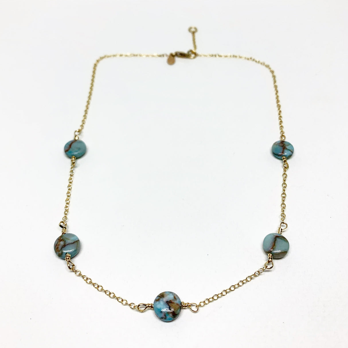 Turquoise Disc Choker Necklace by Jennifer Cervelli Jewelry