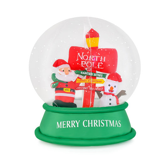 4 Feet Christmas Inflatable Snow Globe with Santa Snowman Road Sign