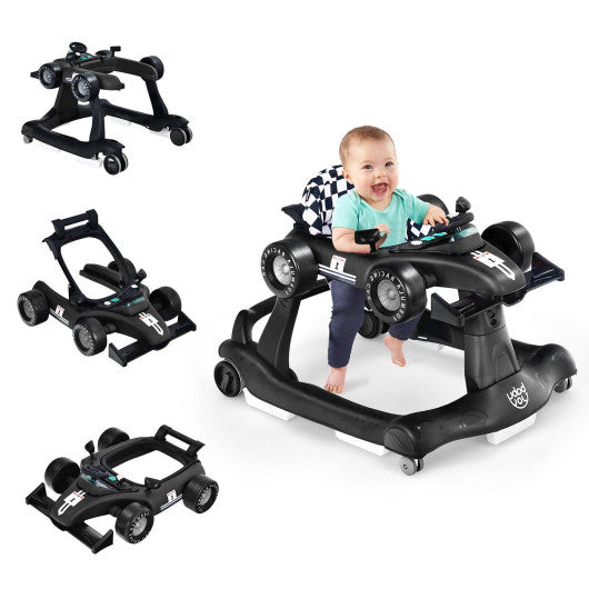 4-in-1 Foldable Activity Push Walker with Adjustable Height-Black