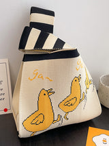 Cartoon Printed Bags Accessories Woven Handbag by migunica