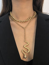 Two Pieces Chains Snake Shape Necklaces Accessories by migunica