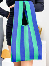 Contrast Color Striped Bags Woven Handbag by migunica