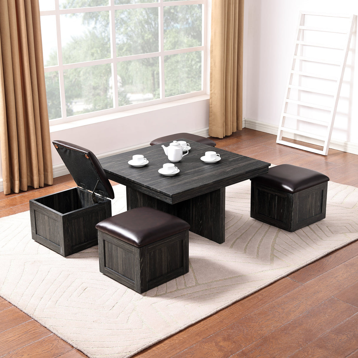 Coffee Table with 4 Storage Stools by Blak Hom