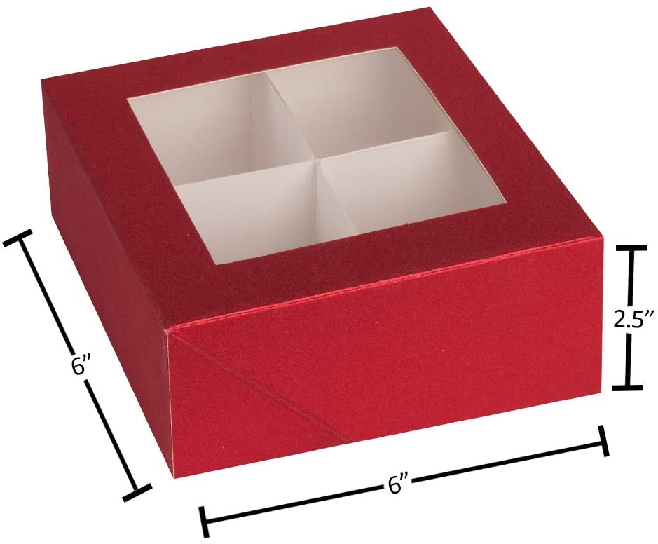 Window Box 6"X6"X2.5" Red With Four Sections 12 Pack by Hammont