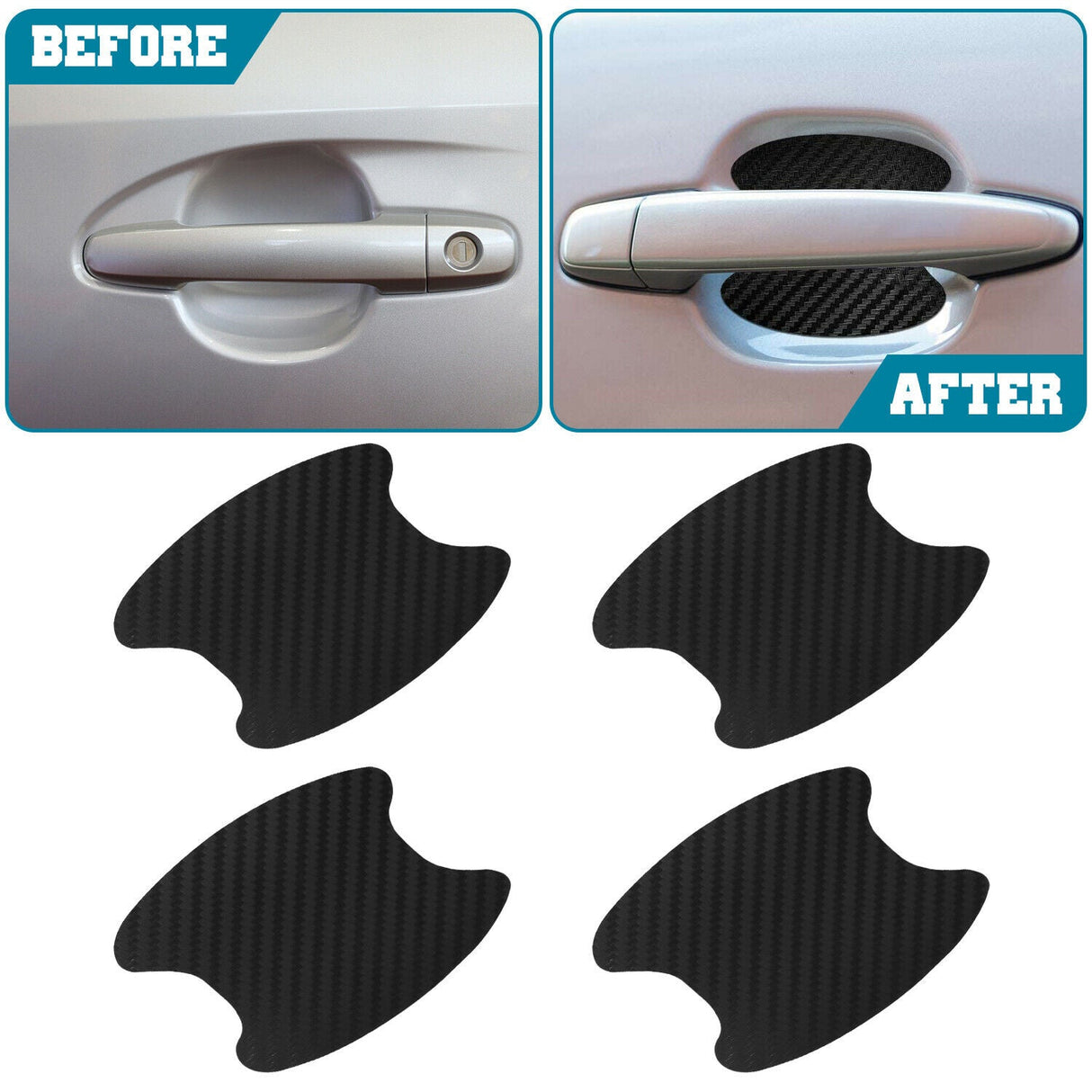 4X Carbon Fiber Car Door Handle Protector Film Anti-Scratch Stickers Accessories by Plugsus Home Furniture