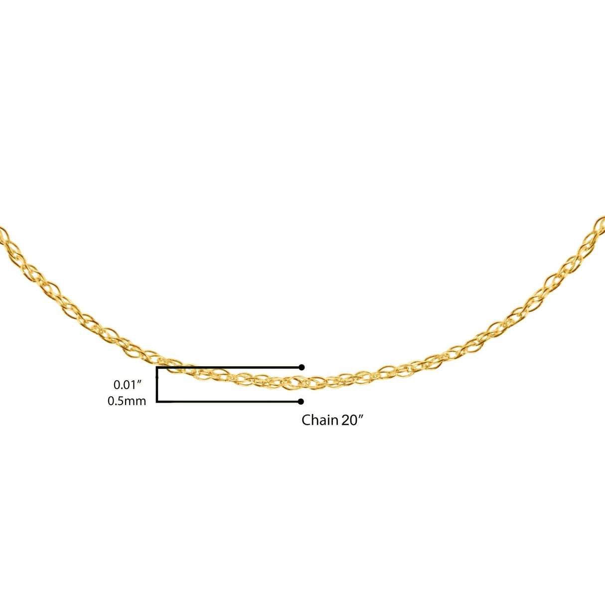 10K Gold 0.5 mm Slender & Dainty Fine Rope Chain Necklace by Haus of Brilliance