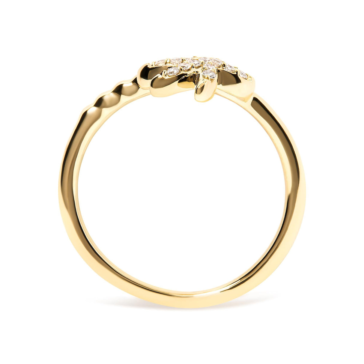 10K Yellow Gold 1/10 Cttw Diamond  Palm Tree Statement Ring (H-I Color, I1-I2 Clarity) by Infinite Jewels