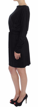 Black Modal Silk Shift Knee Dress by Faz