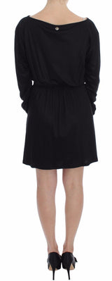 Black Modal Silk Shift Knee Dress by Faz