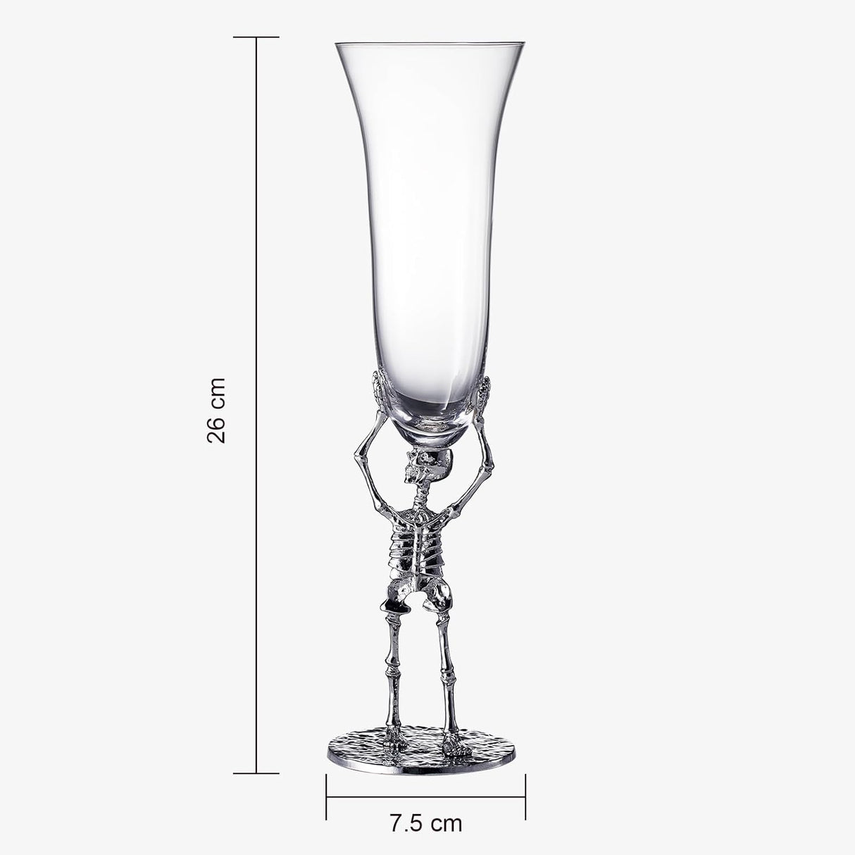 Skeleton Champagne Flute Glass | Single | 7.5oz Halloween Skeleton Glasses 10" H, Goth Gifts, Skeleton Gifts, Skeleton Decor, Spooky Wine Gift Set, Perfect for Halloween Themed Parties by The Wine Savant