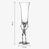 Skeleton Champagne Flute Glass | Single | 7.5oz Halloween Skeleton Glasses 10" H, Goth Gifts, Skeleton Gifts, Skeleton Decor, Spooky Wine Gift Set, Perfect for Halloween Themed Parties by The Wine Savant