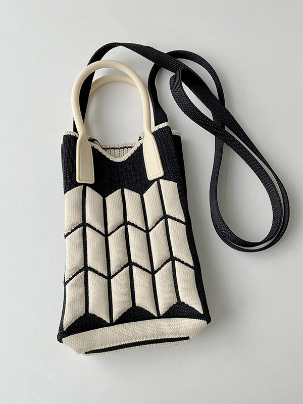 Original Contrast Color Geometric Knitting Bags Accessories by migunica