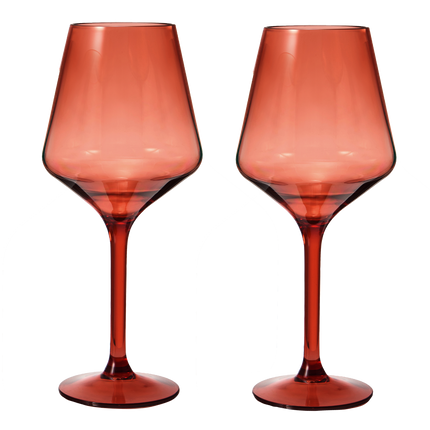 Floating Wine Glasses for Pool - Set of 2-15 OZ Shatterproof Poolside Wine Glasses, Tritan Plastic Reusable, Beach Outdoor Cocktail, Wine, Champagne, Water Glassware Spring Summer (Muted Red) by The Wine Savant