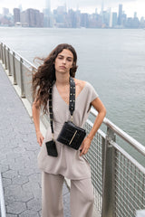 Paloma Box Bag + Celeste Wallet in Black Croc by Naissant NYC